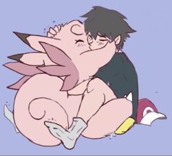 1boy 1girls clefable color color_edit colored deep_kissing edit edited female female_ejaculation female_orgasm furry hat interspecies kissing kissing_while_penetrated male nintendo partially_clothed pink pink_fur pokemon pokemon_trainer pokephilia red_(pokemon) sitting sketch straight ungulatr vaginal_penetration vaginal_sex