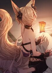 1boy androgynous feb_itk femboy fox fox_ears fox_tail granblue_fantasy kitsune kitsunemimi kou_(granblue_fantasy) seductive_look underwear