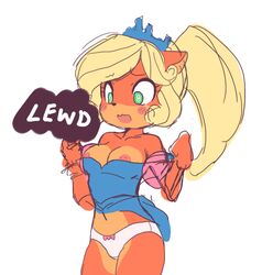 coco_bandicoot costume crash_(series) crash_team_racing crash_team_racing_nitro-fueled crown cute exposed_breasts heiyuu nipples panties petite princess small_breasts