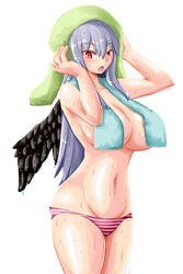 breasts female grey_hair itini-sanshi large_breasts long_hair red_eyes rozen_maiden suigintou wings