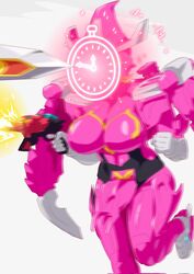 blade blonde_hair blur_censor blush_stickers breasts censored colored_skin cum dragon_girl facial female firing geartlinger green_eyes gun hat highres kikai_sentai_zenkaiger magine masked mecha mechanical_wings otokam1117 pink_skin robot super_sentai sword time tokusatsu weapon wings witch witch_hat zenkai_magine