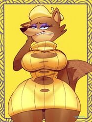 anthro beauty_mark beauty_mark_on_breasts belly belly_button big_breasts biting_lip boob_window breasts cartoon_network dress eyeshadow female fox front_view fully_sheathed furry furry_only hand_on_cheek hbo_max huge_thighs jellystone_(hbo_max) loopy_(loopy_de_loop) loopy_de_loop pear_shaped purple_eyeshadow ripped_clothing seductive seductive_eyes seductive_look seductive_smile solo tagme warner_brothers wide_hips wolftang