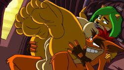 ami_bandicoot anthro ass balls big_ass big_penis breasts crash_(series) crash_team_racing_nitro-fueled excited fake_crash feet feet_together feet_up fucked_from_behind furry furry_female furry_male green_eyes green_hair lightningknight nipples penetration penis pussy red_hair smile trophy_girls