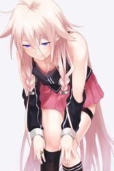 cevio ia_(vocaloid) light_pink_hair nipple_bulge nipples short_skirt thick_thighs thighhighs vocaloid white_hair yagi_(ningen)