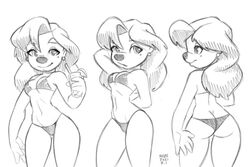 a_goofy_movie anthro armpits bikini disney female goof_troop monochrome multiple_poses roxanne_(goof_troop) solo xylas