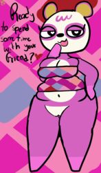 animal_crossing bear bedroom_eyes cleavage half-dressed klutzatdusk nintendo pinky_(animal_crossing) seductive shortstack skimpy ursid