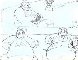 2d 2d_(artwork) 2d_artwork asgore_dreemurr belly belly_button big_belly fat food goat growth itzcharlie kosmonius male male_only obese obese_male overweight overweight_male popcorn sitting solo solo_male tagme tv undertale undertale_(series) weight_gain