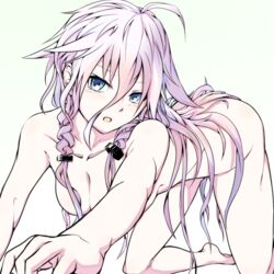 ass ass_up big_breasts blue_eyes breasts cevio ia_(vocaloid) light_pink_hair naked vocaloid white_hair yotaka_otonashi