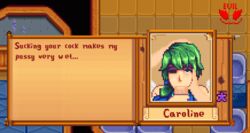 1boy 1girls 2d 2d_animation animated blue_eyes caroline_(stardew_valley) cheating deepthroat eye_contact gif green_hair hand_on_head head_grab oral oral_sex pixel_animation pixel_art pov puffed_cheeks sex stardew_valley theevilfallenone throat_grab twintails