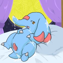 blue_skin color cum feral lying male male_only nude on_back penis phanpy pokemon solo tagme