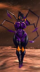 1girls 3d airachnid big_breasts black_hair breasts busty curvaceous curvy curvy_female curvy_figure high_heels ponytail purple_body purple_eyes purple_lipstick purple_nipples pussy robot robot_girl robot_humanoid shrunkenlover solo solo_female thick_thighs transformers vagina