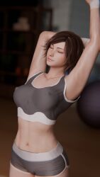 3d athletic athletic_female brown_eyes brown_hair dkx_nsfw female female_focus female_only kazama_asuka tagme tekken tekken_8 tomboy