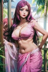 ai_generated large_breasts light-skinned_female light_skin long_hair looking_at_viewer metal264 red6161 saree sari solo_female