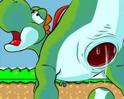 creature dinosaur egg_laying expansion gaped_anus gaped_ass green_skin inside_view mario_(series) nintendo reptile super_mario_bros. yoshi