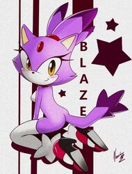 anthro blaze_the_cat blush cat feline female female_only fur kneeling mammal nancher nude sega solo sonic_(series) sonic_the_hedgehog_(series) tagme