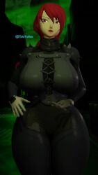 1girls 3d 9:16 animated big_breasts black_bodysuit bodysuit bouncing_breasts breasts cosplay female female_only hourglass_figure huge_breasts large_breasts makoto_niijima_(cosplay) megami_tensei mitsuru_kirijo no_sound persona persona_3 persona_5 ponytail red_eyes red_hair video wide_hips yukayukkes yukayukkesart