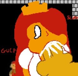 big_breasts big_penis blowjob blowjob_face cum cum_in_mouth cumming princess_peach princess_toadstool red_hair white_dress