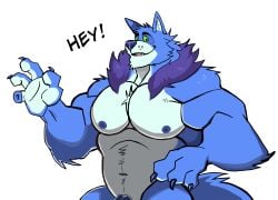 anthro balls bara barazoku canine darknaigart flaccid furry male male_only muscles muscular nude penis solo solo_male wolf