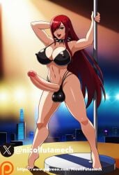 ai_generated big_penis erza_scarlet fairy_tail futanari medium_breasts red_hair standing uncensored