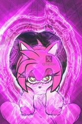 amy_rose anthro bent_over big_breasts breasts clothing duo eulipotyphlan eye_contact fellatio female footwear genitals genyacero glowing hedgehog hi_res high_heels looking_at_another male male/female mammal oral penile penis penis_between_breasts pink_body possession red_eyes sega sex shoes sonic_(series) sonic_the_hedgehog_(series) tail watermark