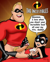 2009 bad_guy cum cum_on_breasts disney father_and_daughter female incest male mr._incredible nipples penis pixar robert_parr smooth_skin superhero the_incredibles violet_parr