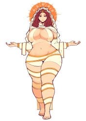 belly belly_button big_breasts brown_hair brunette brunette_hair busty cdlum child_bearing_hips cleavage dark_souls divine female female_only fromsoftware goddess hips huge_breasts large_breasts light-skinned_female light_skin queen queen_of_sunlight_gwynevere revealing_clothes royal royalty standing thick thick_thighs thighs tummy wide_hips