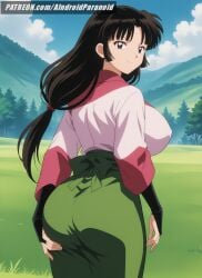 ai_generated aindroidparanoid ass big_ass big_breasts big_butt black_hair busty curvy fat_ass female female_only field hime_cut hips huge_ass huge_breasts huge_butt inuyasha inuyasha_(character) kimono large_ass large_breasts large_butt long_hair makeup outdoors sango stable_diffusion tight_clothing voluptuous wide_hips