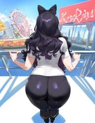 1girls ai_generated black_hair blake_belladonna female huge_ass huge_breasts light-skinned_female light_skin long_hair lucyla ribbon round_ass rwby thick_thighs