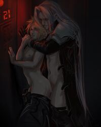 2boys blonde_hair cloud_strife final_fantasy final_fantasy_vii gay gay_sex sephiroth white_hair