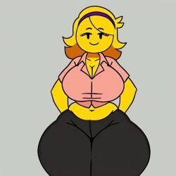 ai_generated big_ass big_breasts collared_shirt emoji emoji_(race) emoji_milf emojifam_(sssir8) hip_dips huge_ass massive_ass thick_thighs wide_hips