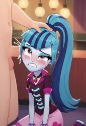 1boy 1girls ai_generated blush crying cum ear_fuck ear_penetration ear_sex embarrassed equestria_girls female friendship_is_magic girl hasbro looking_at_viewer my_little_pony rainbow_rocks sex sonata_dusk teeth villainess