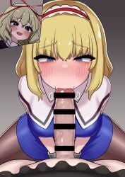 1futa 1girls alice_margatroid blonde_female blonde_hair blue_eyes blush chained chained_up fellatio futa_on_female futanari hair light-skinned_female light-skinned_futanari light_skin medicine_melancholy oral ras_(ras33635191) touhou young younger_dom_older_sub younger_futanari