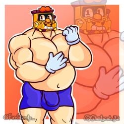 1male bara boxers brawl_stars chubby griff_(brawl_stars) male muscular penis supercell