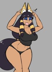 1girls animal_ear_fluff animal_ears anubian_jackal anubii_(quin-nsfw) anubis big_breasts black_hair breasts cleavage closed_eyes digital_drawing_(artwork) digital_media_(artwork) ear_tuft egyptian eyelashes eyeshadow female female_focus female_only fingers_on_ears flat_colors hi_res hips kemonomimi legs legs_together long_hair open_mouth open_smile original original_character panties pointing_at_ears pose posing quin-nsfw shirt sketch smile smiling solo solo_female solo_focus standing tagme tail teeth thick_thighs thighs tongue waist wide_hips