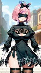 ai_generated blindfold breasts essievt nier:_automata pink_hair vtuber yorha_2b_(cosplay)