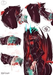 1boy 1girls 2025 2d after alternative_hairstyle alternative_version_available aroused artist_name bangs_over_eyes bellyjob big_penis black_hair blue_eyes blue_horns blue_nails blue_sclera bodysuit breasts claws close-up close_up color comic cowboy_shot cum demon demon_girl demon_penis dota_2 ejaculation ejaculation_under_clothes embarrassed english_text erection eyelashes good_girl hair_over_one_eye handjob handjob_under_clothes horns horny horny_female implied_handjob latex latex_mask latex_suit long_bangs long_hair long_nails looking_at_penis mask masked masked_female medium_breasts motion_blur motion_lines multiple_views nail_polish off_screen_character off_screen_male_character oil oiled page_2 patting patting_head penis penis_on_stomach penis_touching penis_under_another's_clothes poking poking_with_penis popisya queen_of_pain red_skin red_skinned_female rubbing rubbing_belly rubbing_penis self_upload silent_comic sleevejob sleeves_past_wrists speech_bubble steam stomach straight succubus tails terrorblade testicles twitching two_tone_hair wavy_hair white_background wings womb_massage