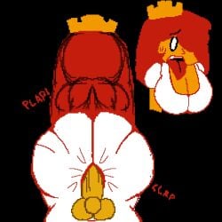 1boy 1girls ass big_ass big_breasts clothed_sex fucking_through_clothes male male/female mario_(series) nintendo princess princess_peach princess_toadstool red_hair royalty sex straight straight_sex super_mario_bros._(nes) tongue_out white_dress