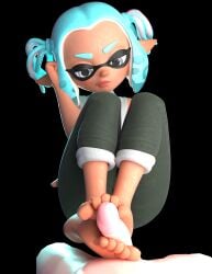 3d blue_hair bored_expression clothed_female_nude_male foot_fetish foot_focus footjob splatoon two-footed_footjob