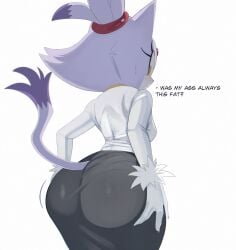 1girls anthro_only ass ass_focus black_text blaze_the_cat butt_focus cat fat_ass rule_63 sega skinny sonic_(series) sonic_the_hedgehog_(idw) sonic_the_hedgehog_(series) tail thinking white_background work_clothes