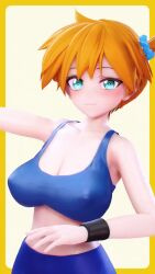 3d abs animated ass asymmetrical_hair blush bouncing_ass bouncing_breasts breasts clothing dancing female female_focus green_eyes grin gym_leader hand_on_hip hand_on_own_hip huge_ass kasumi_(pokemon) koikatsu large_ass large_breasts looking_at_viewer midriff mu_mmd muscle myu_motion navel nipples orange_hair pokemon pokemon_character pokemon_frlg pokemon_rbgy ponytail short_hair shorts side_ponytail smile solo standing tagme thick_thighs thighs tied_hair video wristband