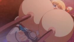 animated blonde_hair blue_eyes bondage bound breast_expansion breasts female gigantic_breasts highres honjou_erena huge_breasts inflation long_hair lowres mahou_shoujo_erena milk monster nipple_penetration nipples pumping qvga shorter_than_30_seconds shorter_than_one_minute sound tagme tentacle tentacle_sex video