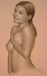 breasts celebrity ernie_centofanti female female_only hunman katie_holmes looking_aside looking_at_viewer monochrome nipples nude real_person realistic side_view solo tagme