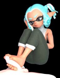 3d blue_hair bored_expression clothed_female_nude_male foot_fetish foot_focus footjob splatoon two-footed_footjob