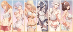 abs alisaie_leveilleur ass au_ra back back_view blonde_hair blue_eyes brown_eyes brown_hair dark-skinned_female dark_skin elezen female final_fantasy final_fantasy_xiv group hyur large_breasts light-skinned_female light_skin lyse_hext merlwyb_bloefhiswyn minfilia miqo'te nashu_mhakaracca pale-skinned_female pale_skin roegadyn ryne_waters sadu_dotharl small_breasts tomoyuki_kotani underwear white_hair xaela