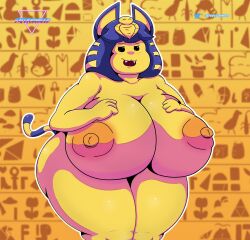 2022 animal_crossing ankha big_breasts breasts dapervianweeb female huge_breasts nintendo nipples thick_thighs thighs wide_hips