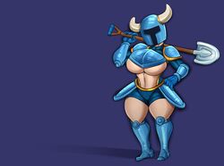 1girls armor big_breasts breasts curvy curvy_figure detnox knight revealing_clothes rule_63 shovel shovel_knight shovel_knight_(character) skimpy solo solo_female thick_thighs thighs underboob voluptuous wide_hips