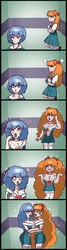 2girls ass_expansion asuka_langley_sohryu bimbo bimbofication blush bow brainwashing breast_expansion clothing comic corruption coupytf elevator female huge_ass huge_breasts human large_breasts multiple_girls neon_genesis_evangelion rei_ayanami school_uniform skirt stockings transformation transformation_sequence yuri