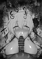 1boy 1girls :>= alternate_version_available bare_shoulders big_breasts big_penis black_and_white blowjob blush censored cum cum_out_nose detailed_background drooling eyelashes fate/grand_order fate_(series) fellatio female flower hair_flower half-closed_eyes heart heart-shaped_pupils kama_(fate/grand_order) kama_(swimsuit_avenger)_(fate) kama_(swimsuit_avenger)_(third_ascension)_(fate) kurotama long_hair looking_at_viewer male male_pov oral oral_sex pov room saliva shiny_skin sketch sound_effects squatting straight sweat swimsuit text tongue_out vein veiny_penis