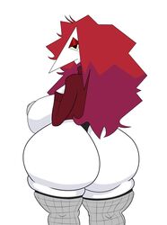 angular areolae ass breasts curvy fishnets huge_ass looking_at_viewer nipples presenting_hindquarters quinn_(saltynoodles) red_hair showing_ass showing_off thick thick_thighs viciodamp voluptuous white_skin