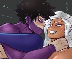 1boy 1boy1girl 1girls bfaeart blue_eyes bunny_ears bunny_girl choking dabi dark-skinned_female eye_contact female hand_on_throat heart implied_sex leg_grab leg_up legwear male male/female miruko my_hero_academia rabbit_ears red_eyes rumi_usagiyama scars sex smiling smirk stockings straight throat_grab todoroki_touya touya_todoroki usagiyama_rumi villain white_hair